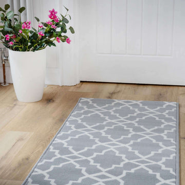 Grey Trellis Hallway Runner Rug