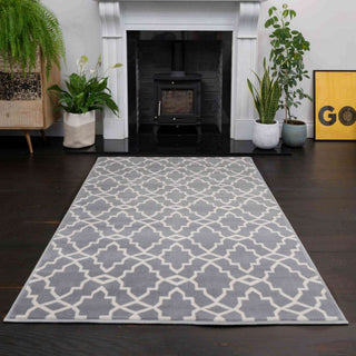 Grey Trellis Hallway Runner Rug