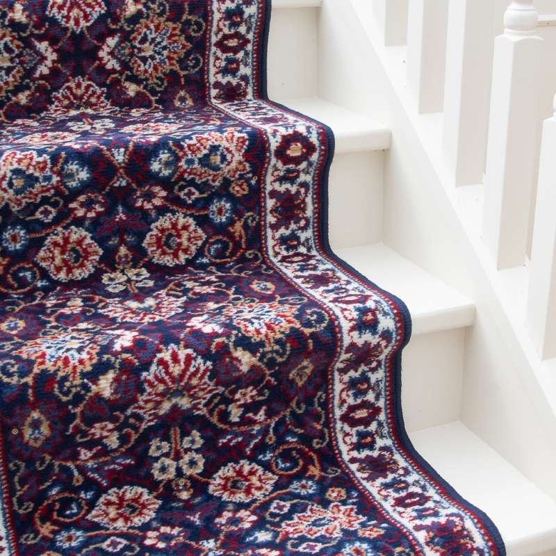 Blue Traditional Stair Carpet Runner - Cut to Measure
