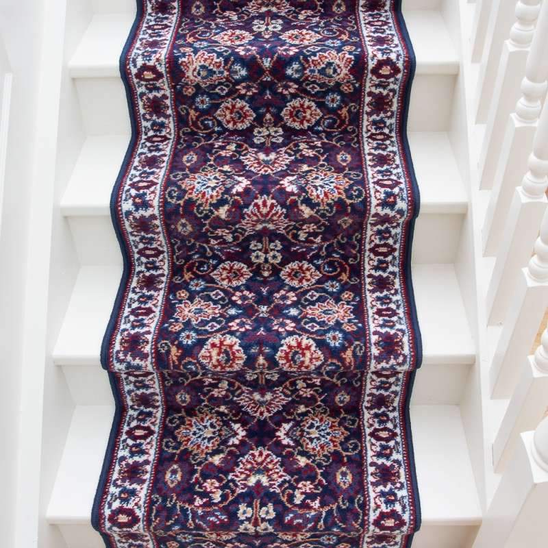 Blue Traditional Stair Carpet Runner - Cut to Measure