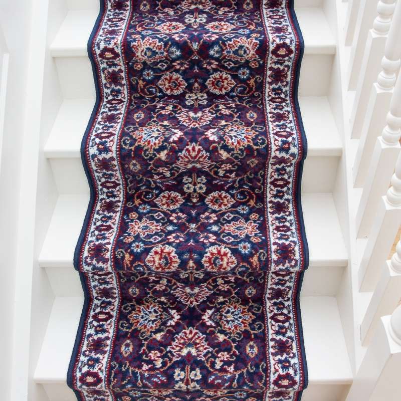 Blue Traditional Stair Carpet Runner - Cut to Measure