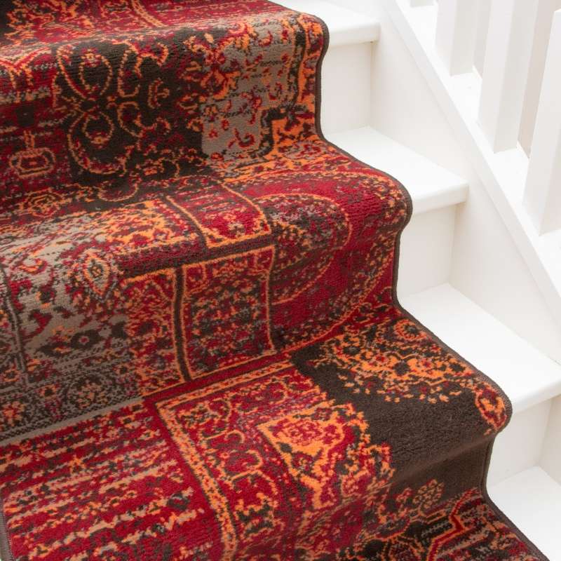 Red Patchwork Stair Carpet Runner - Cut to Measure