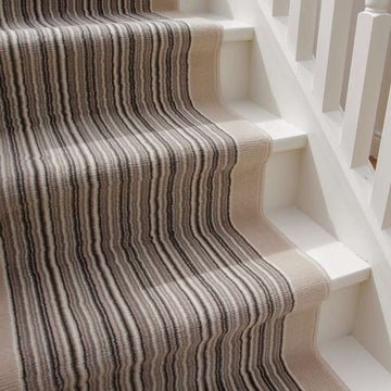 Cream Beige Stripey Stair Carpet Runner - Cut to Measure
