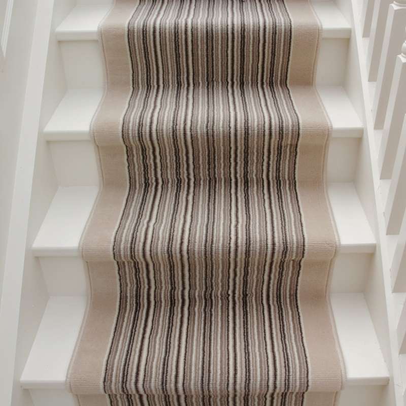 Cream Beige Stripey Stair Carpet Runner - Cut to Measure