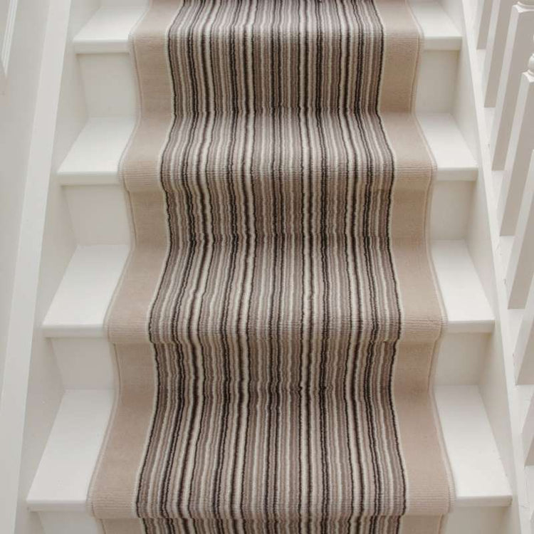 Cream Beige Stripey Stair Carpet Runner - Cut to Measure