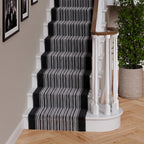 Black White Stripey Stair Carpet Runner - Cut to Measure