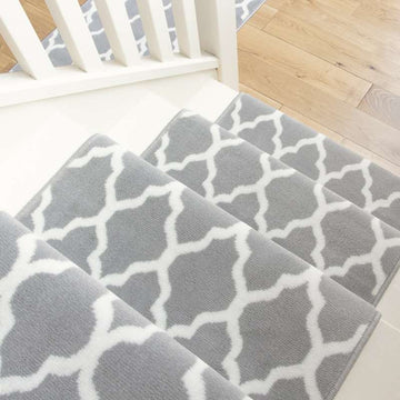 Modern Grey Trellis Stair Carpet Runner - Cut to Measure