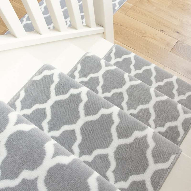 Modern Grey Trellis Stair Carpet Runner - Cut to Measure