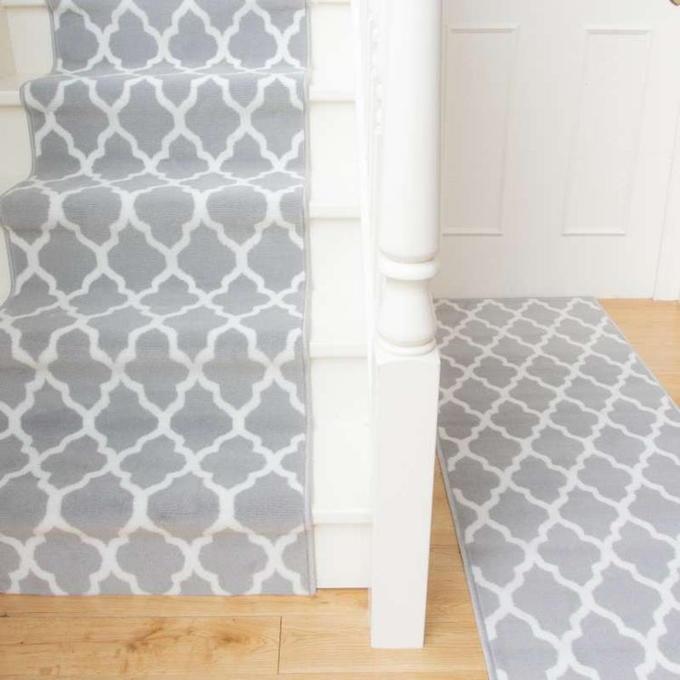 Modern Grey Trellis Stair Carpet Runner Cut to Measure Stair Carpet