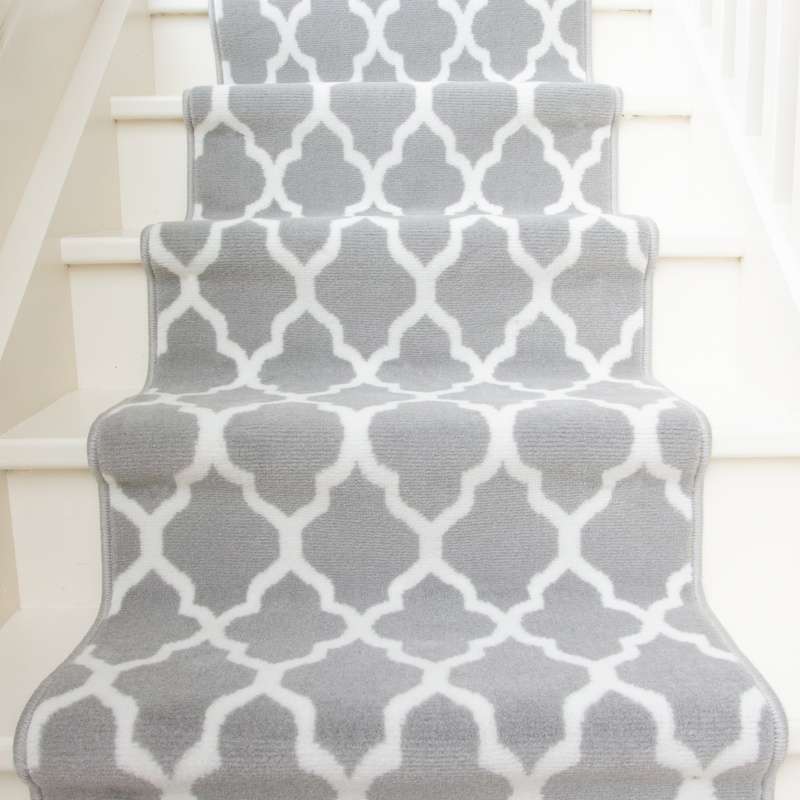 Modern Grey Trellis Stair Carpet Runner - Cut to Measure