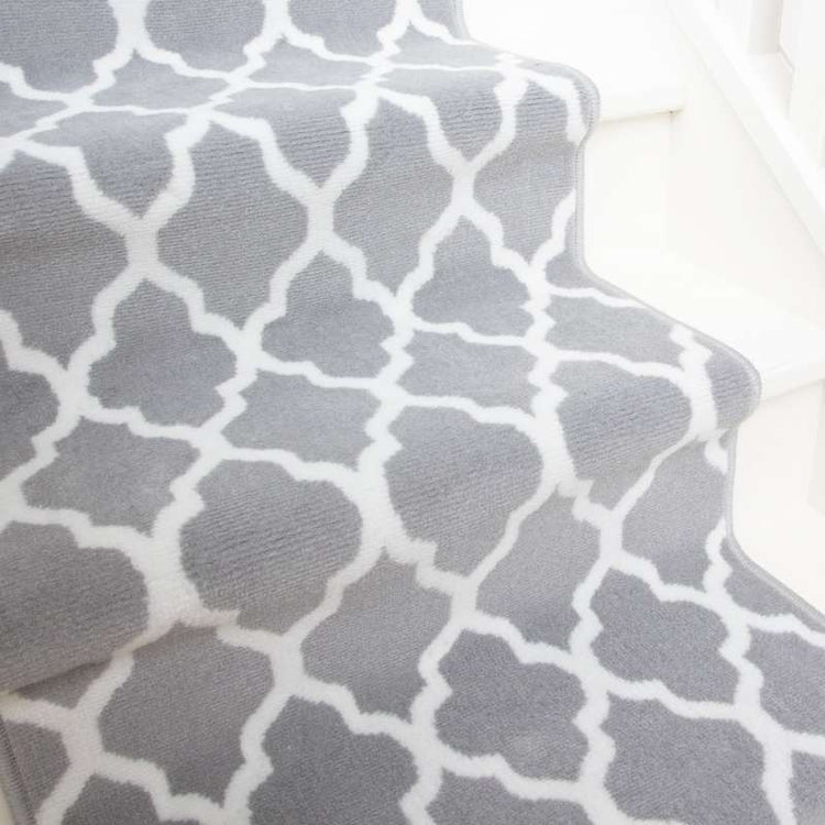 Modern Grey Trellis Stair Carpet Runner - Cut to Measure