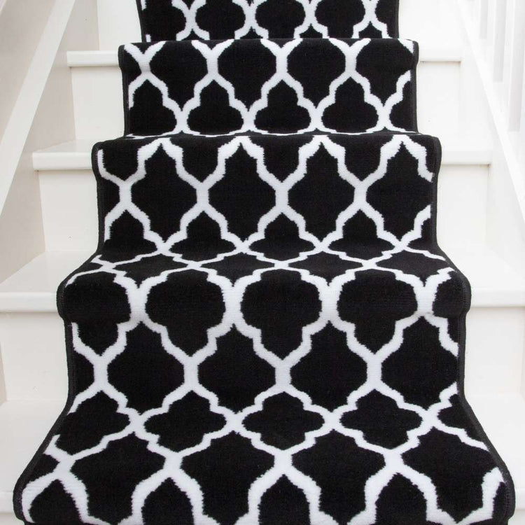 Black Trellis Stair Carpet Runner - Cut to Measure