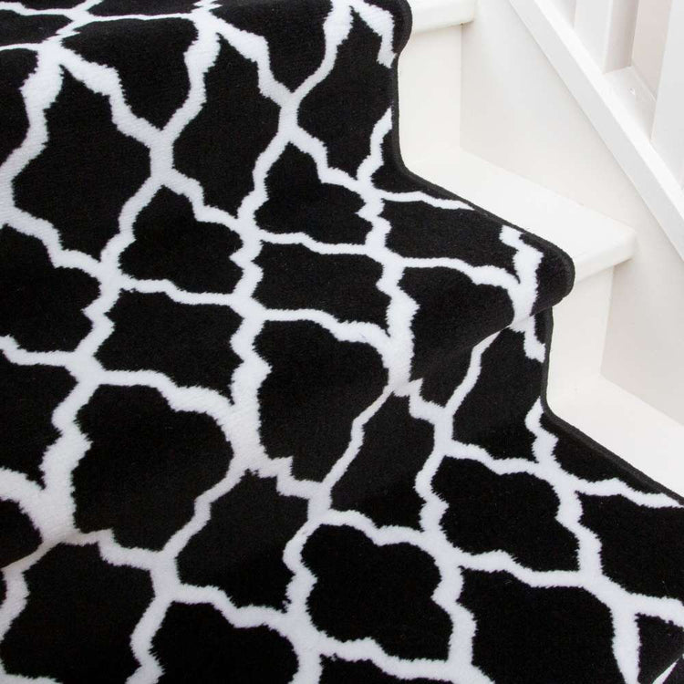 Black Trellis Stair Carpet Runner - Cut to Measure