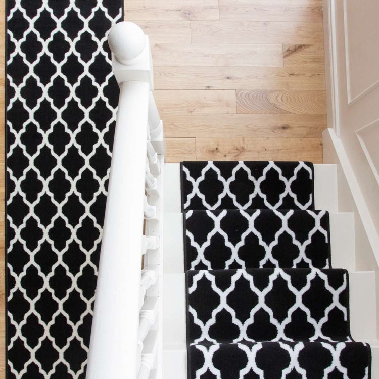 Black Trellis Stair Carpet Runner - Cut to Measure
