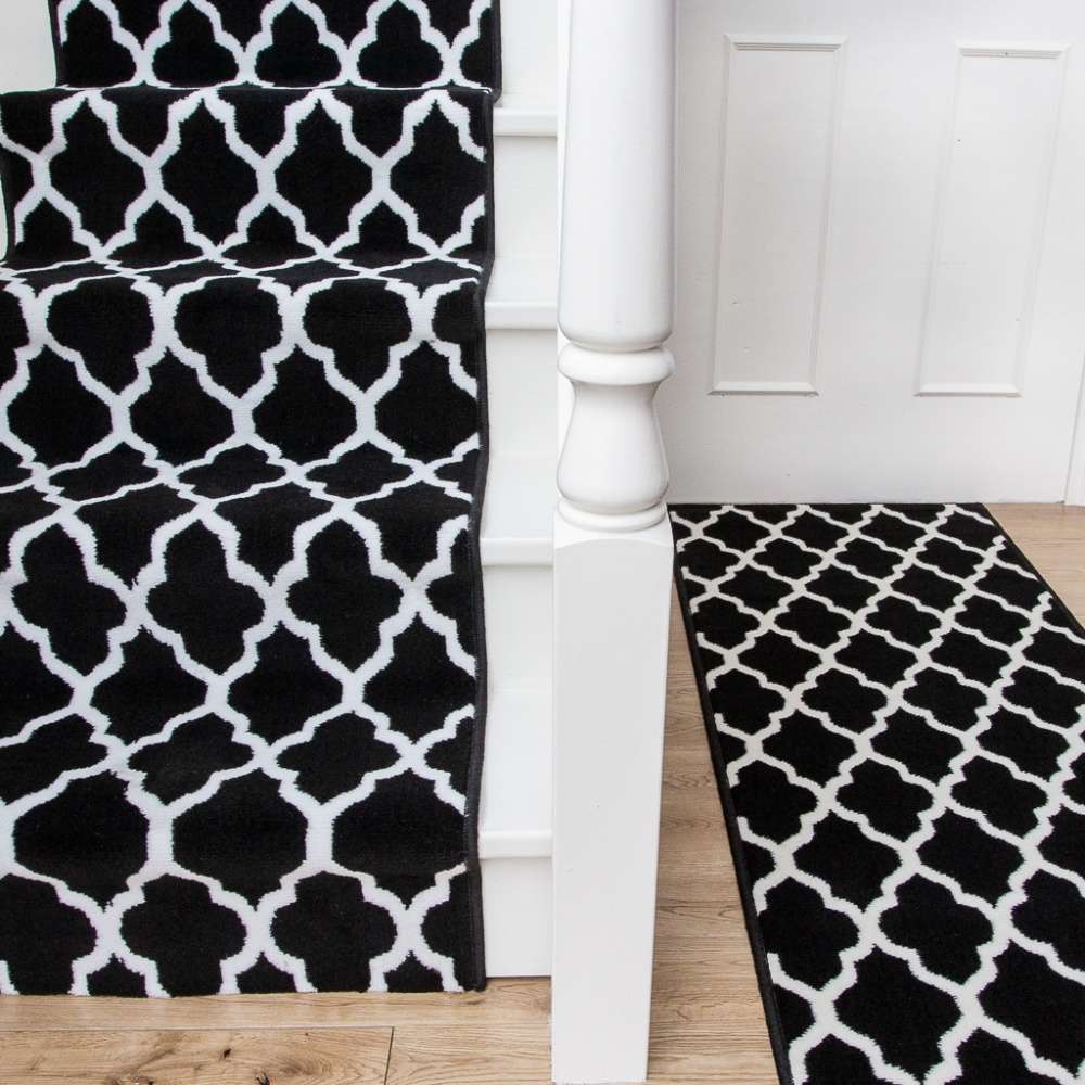 Black Trellis Stair Carpet Runner - Cut to Measure
