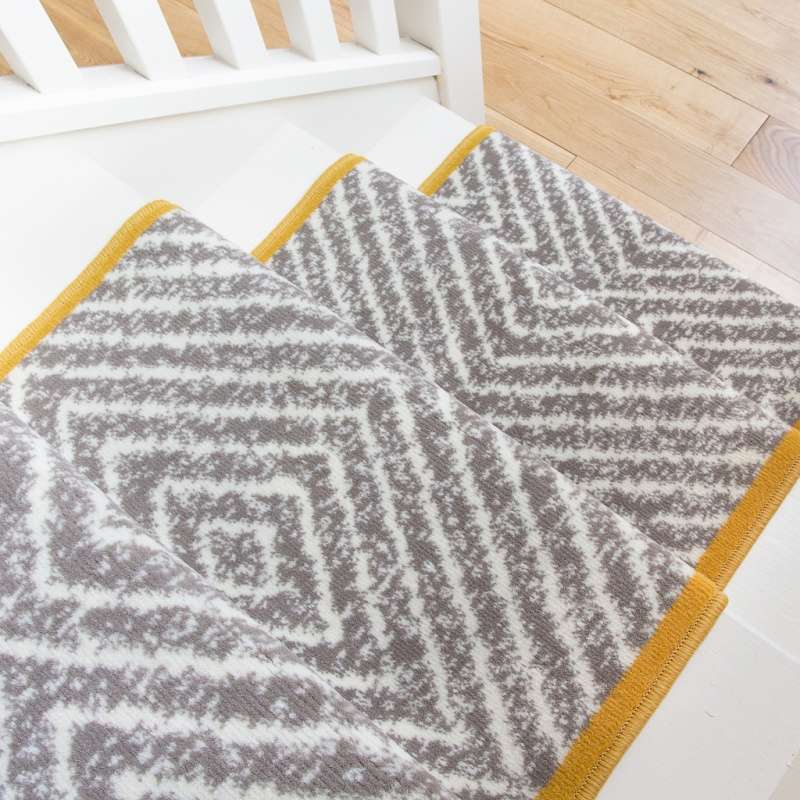 Beige Diamond Print Stair Carpet Runner - Cut to Measure