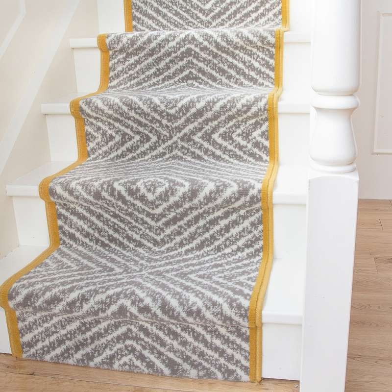 Beige Diamond Print Stair Carpet Runner Cut to Measure Stair