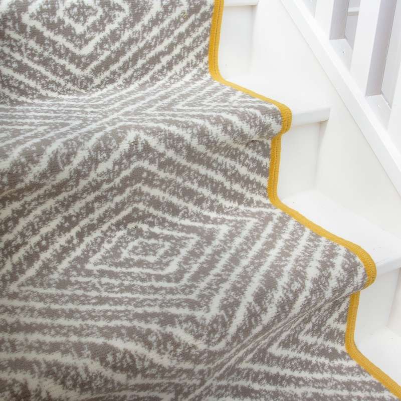 Beige Diamond Print Stair Carpet Runner - Cut to Measure