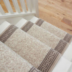 Cream Bordered Stair Carpet Runner - Cut to Measure