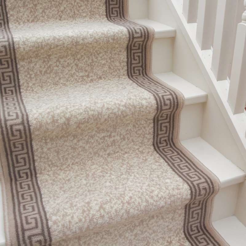 Cream Bordered Stair Carpet Runner - Cut to Measure