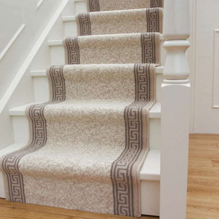 Cream Bordered Stair Carpet Runner - Cut to Measure