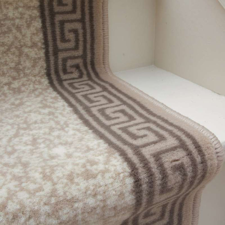 Cream Bordered Stair Carpet Runner - Cut to Measure