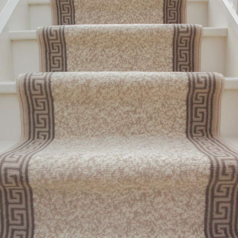 Cream Bordered Stair Carpet Runner - Cut to Measure