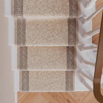 Cream Bordered Stair Carpet Runner - Cut to Measure