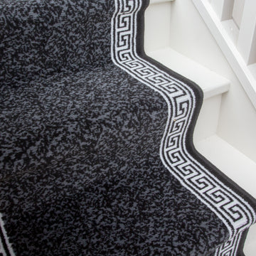 Black Border Stair Carpet Runner - Cut to Measure