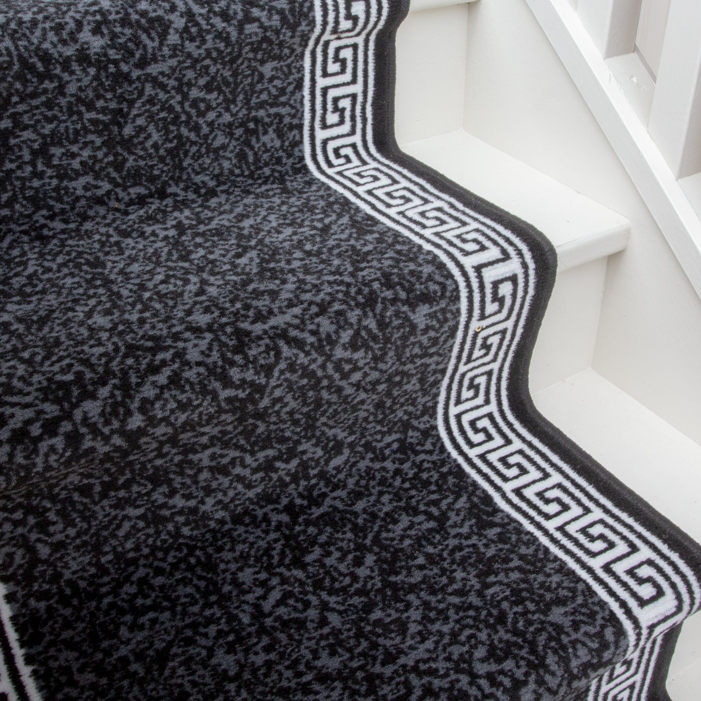 Black Border Stair Carpet Runner - Cut to Measure