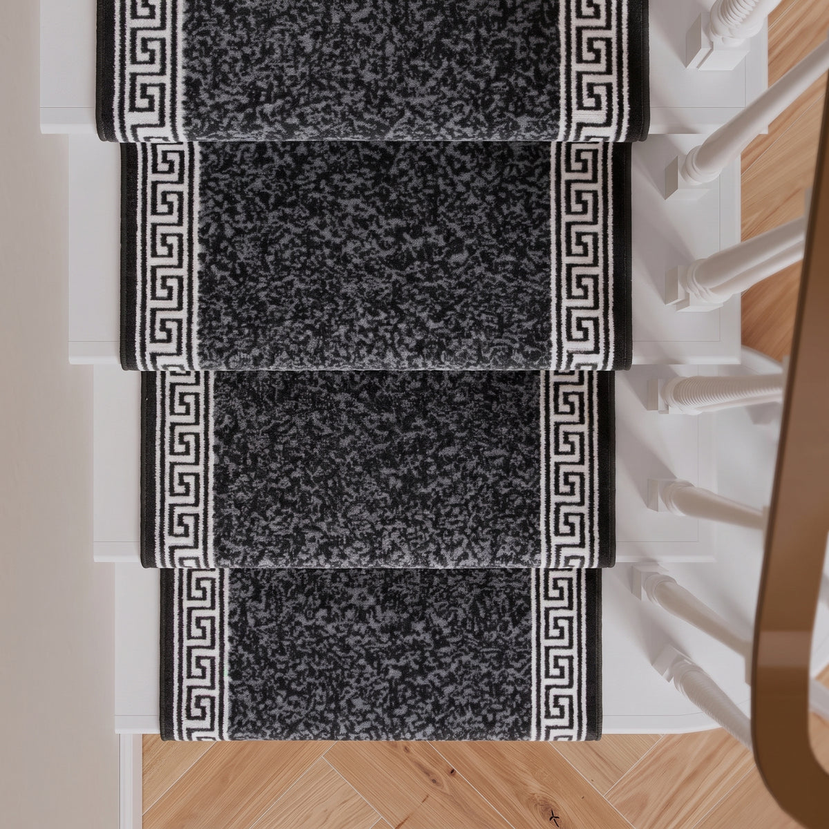 Black Border Stair Carpet Runner - Cut to Measure