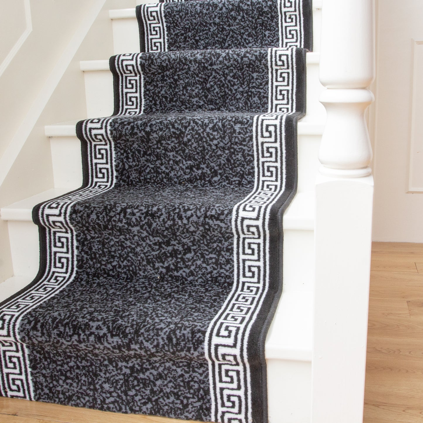 Black Border Stair Carpet Runner - Cut to Measure