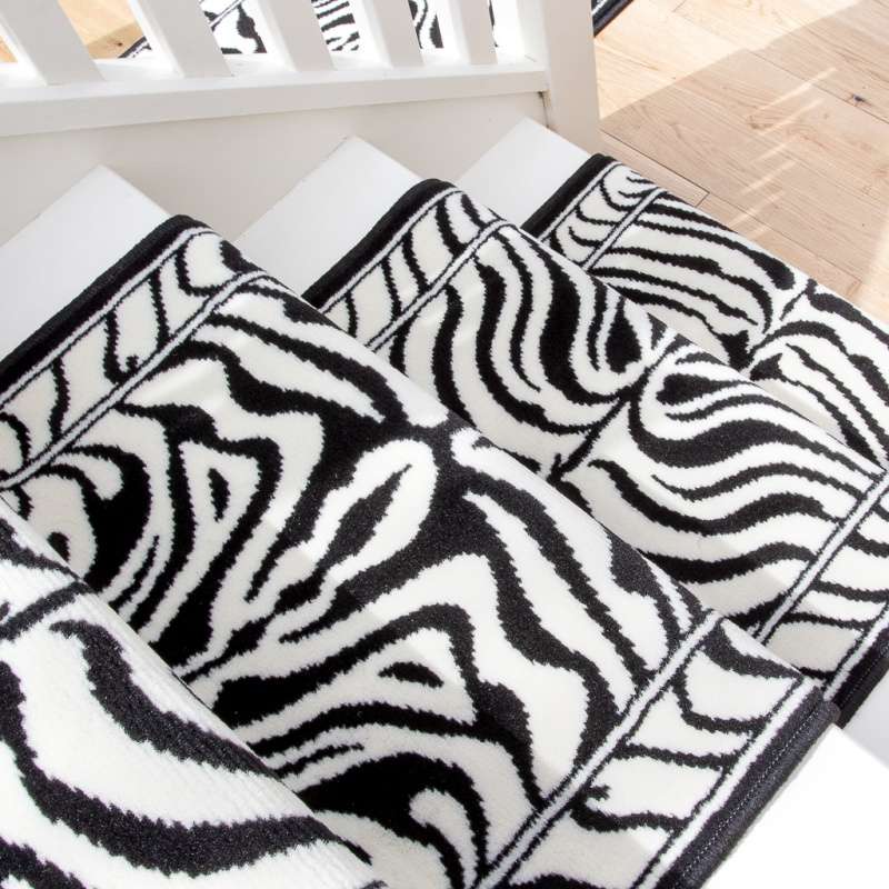 Black White Animal Print Stair Carpet Runner - Cut to Measure