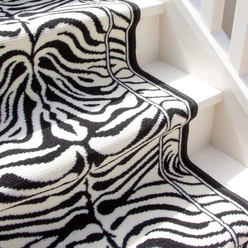 Black White Animal Print Stair Carpet Runner - Cut to Measure