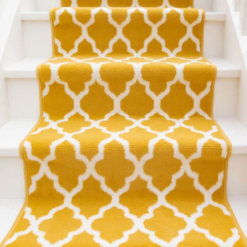 Yellow Trellis Stair Carpet Runner - Cut to Measure