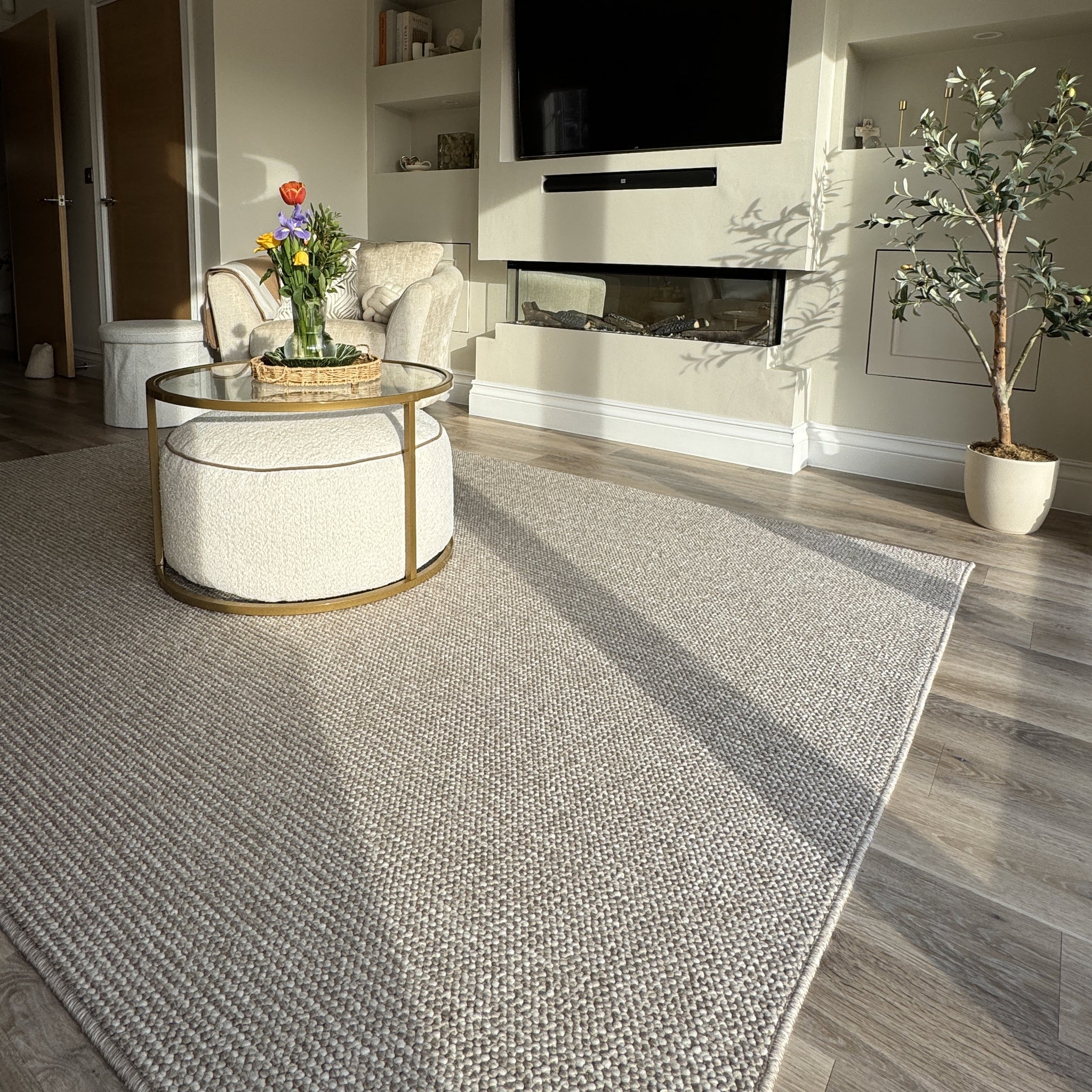 Beige Wool Style Rug - Tala