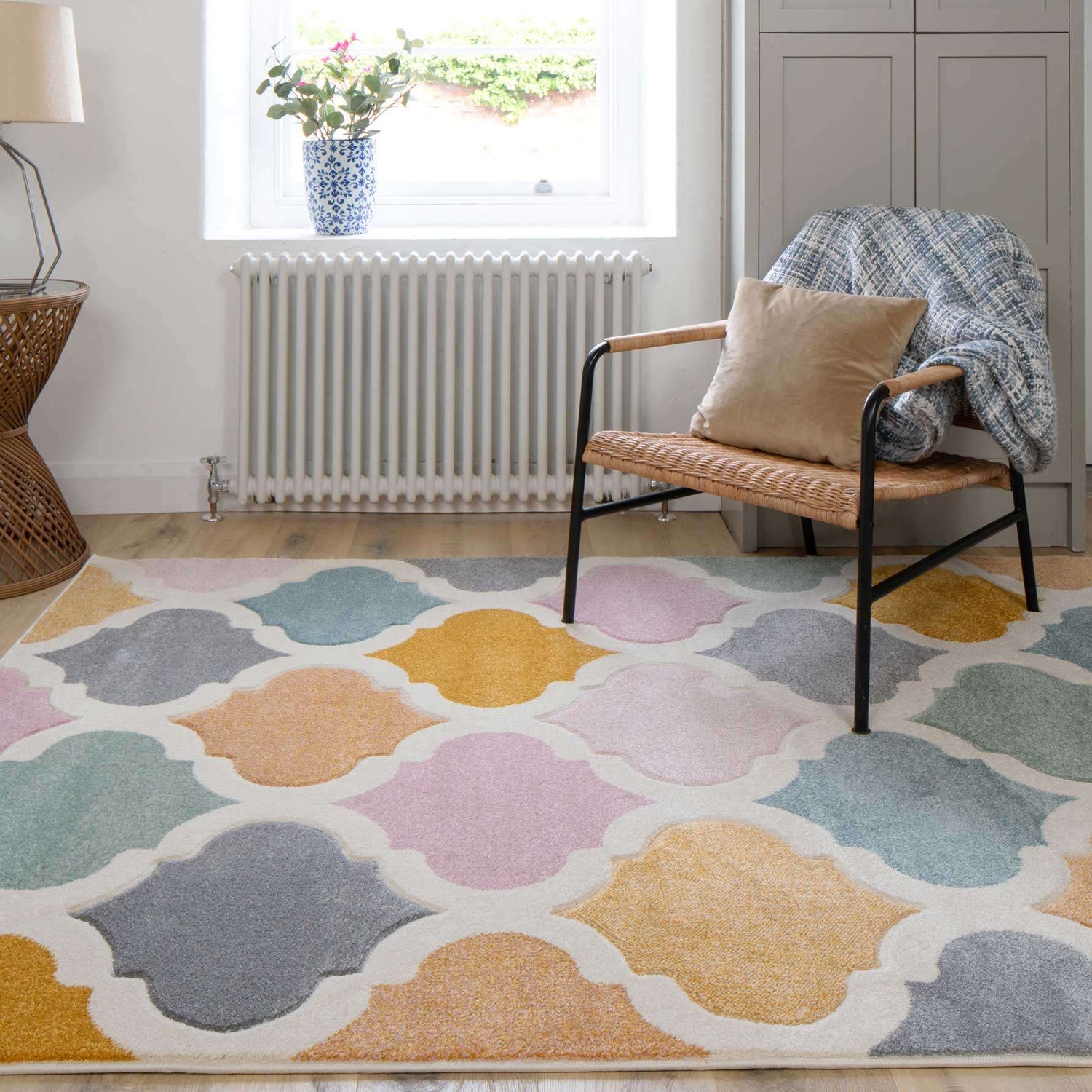 Colourful Pastel Trellis Hall Runner Rug