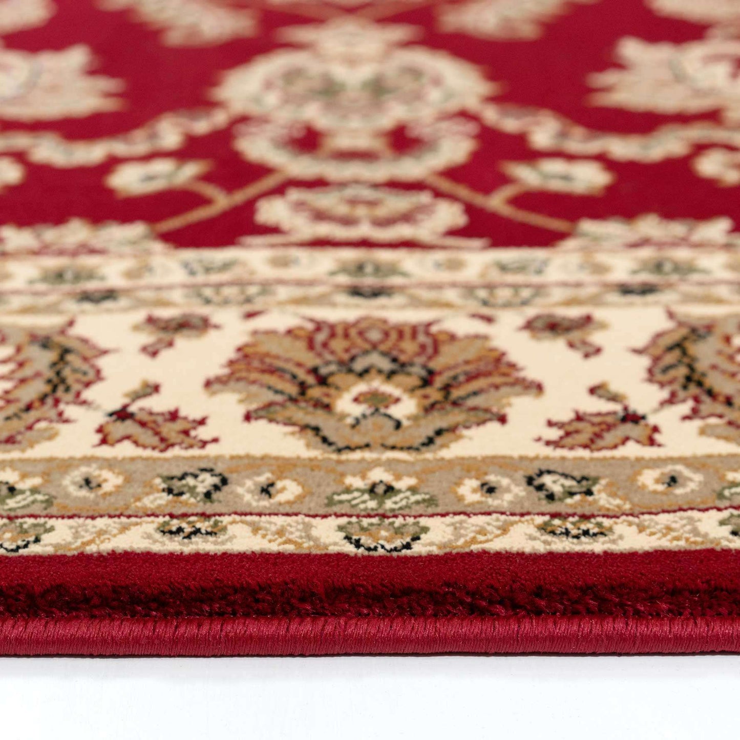 Traditional Red Motif Bordered Runner Rug