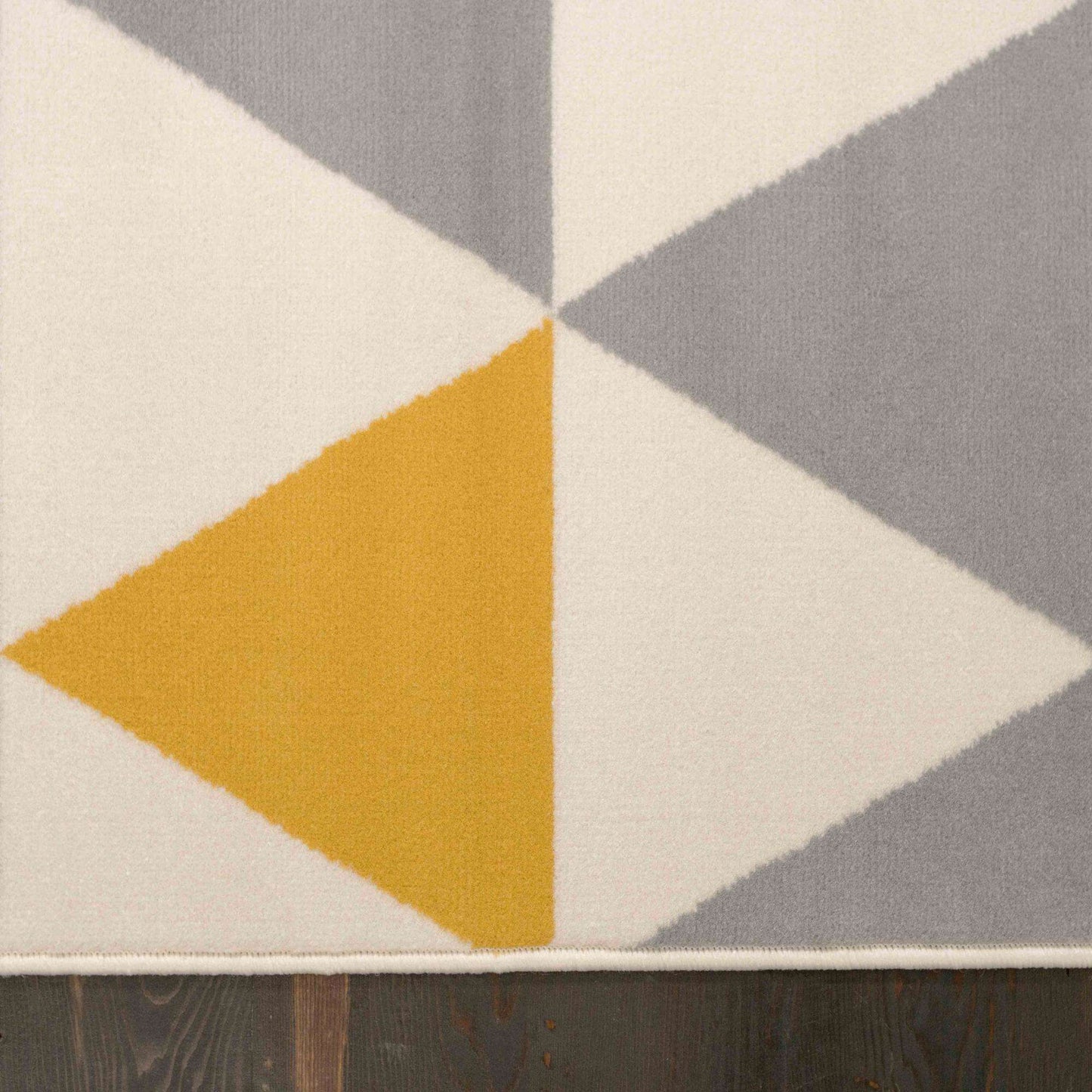 Yellow Grey Geometric Triangle Hall Runner Rug