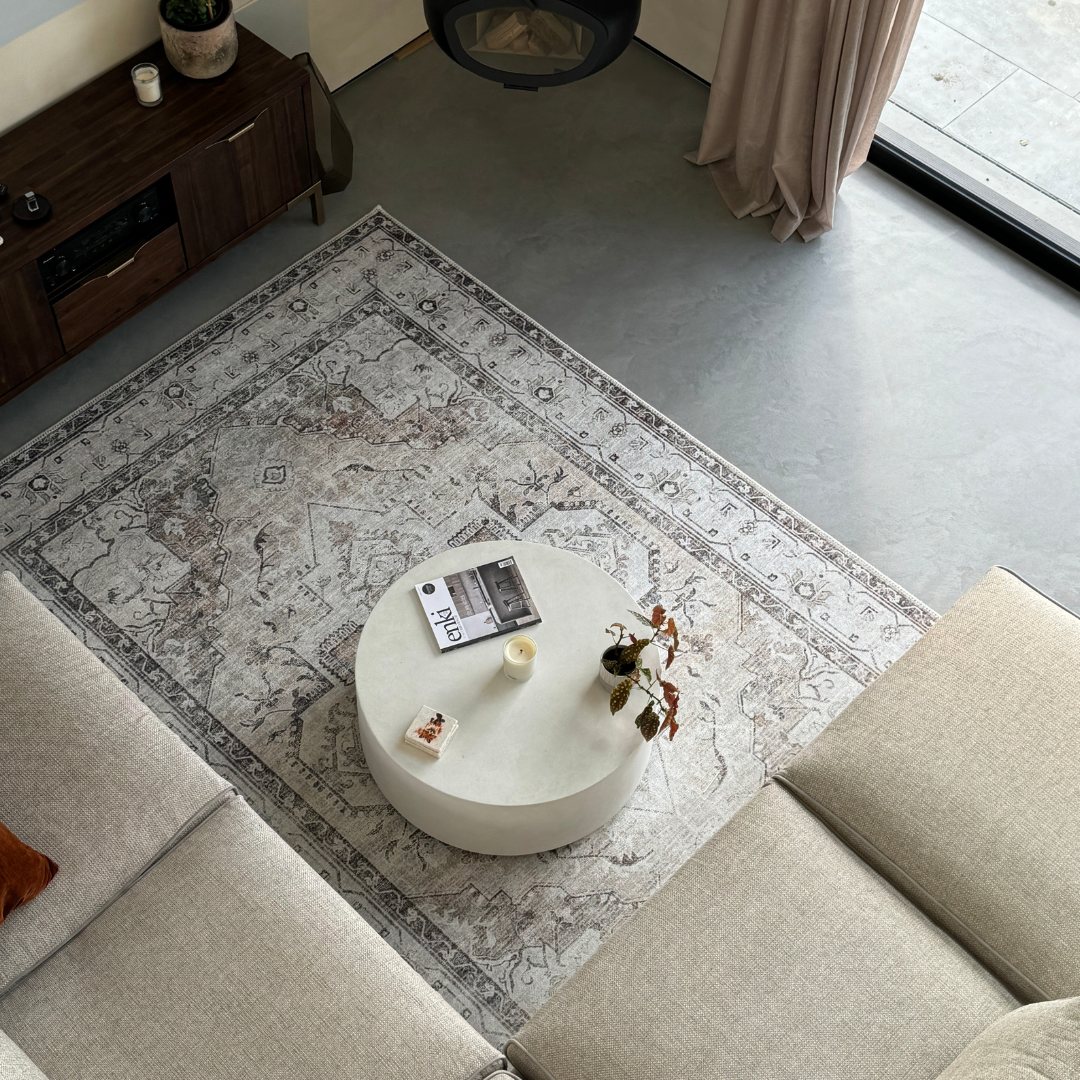 Flatwoven Washable Vintage Ivory Area Rug - Margot