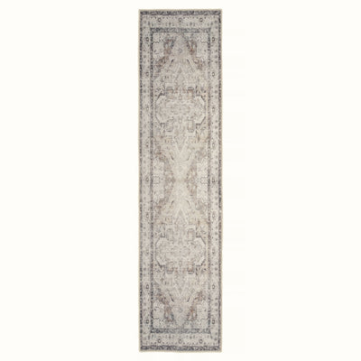 Washable Vintage Ivory Runner Rug - Margot