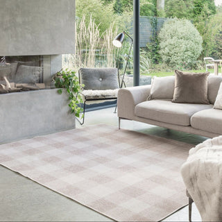 Beige Washable Checker Style Rug - Magda