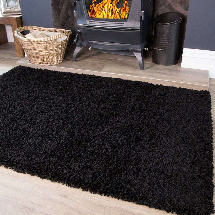 Super Soft Black Shaggy Rug