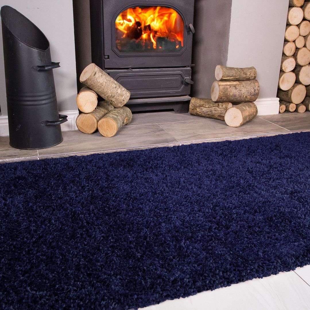 Navy Blue Shaggy Rug