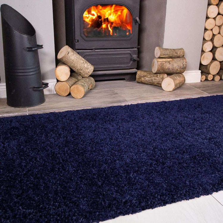 Navy Blue Shaggy Rug