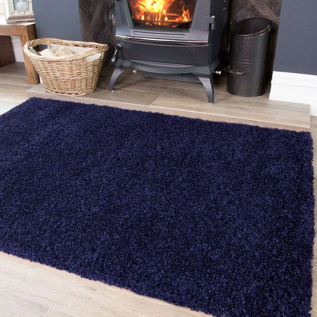 Navy Blue Shaggy Rug