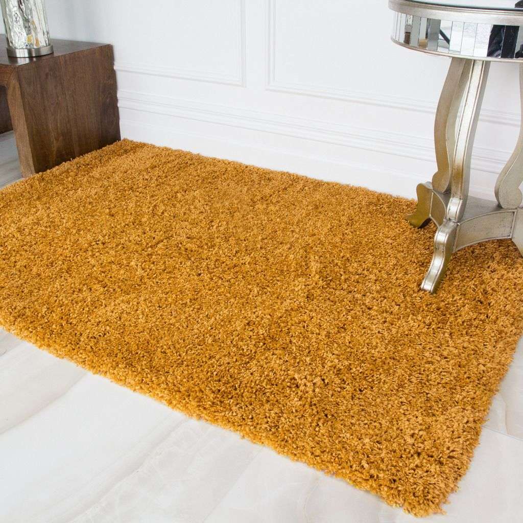 Soft Yellow Ochre Shaggy Rug | Living Room Rugs | Kukoon Rugs Online
