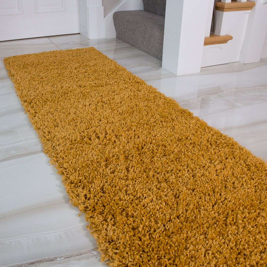 Soft Yellow Ochre Shaggy Rug | Living Room Rugs | Kukoon Rugs Online