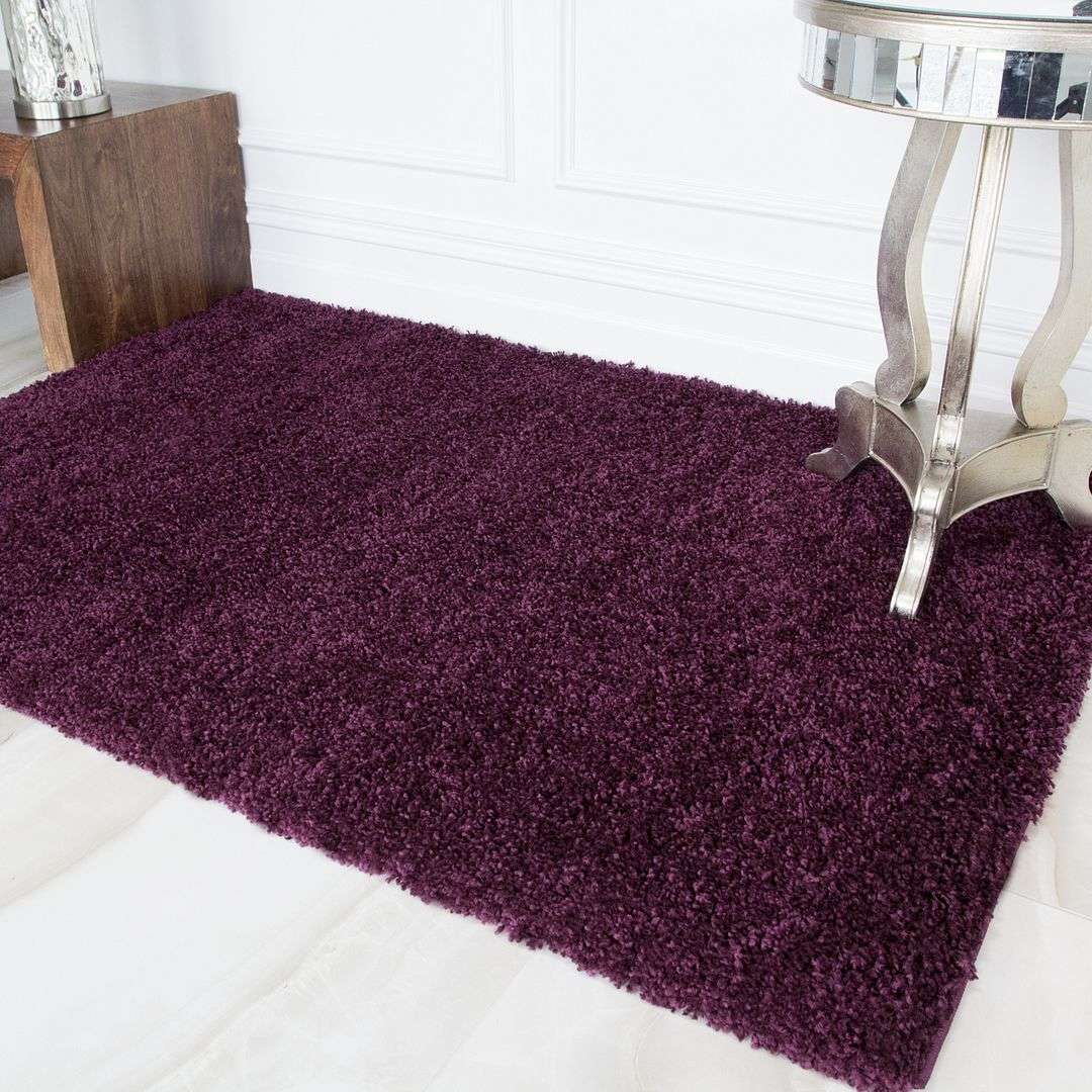 Plum Shaggy Living Room Rug
