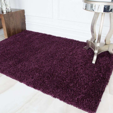 Plum Shaggy Living Room Rug